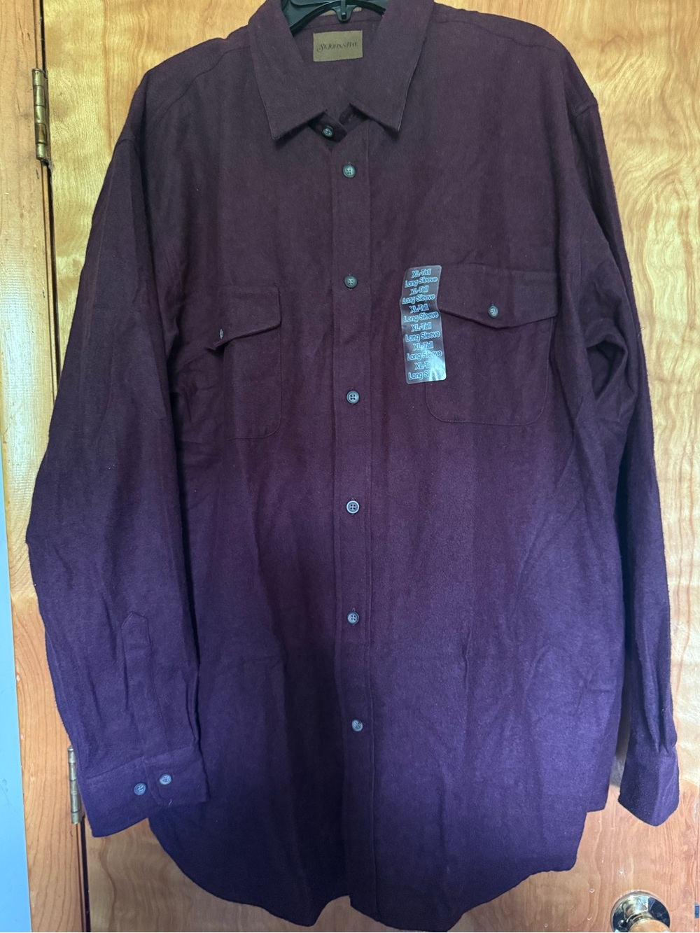 NWT VTG St. John’s Bay chamois cloth soft flannel Dark burgundy Button Mens XL